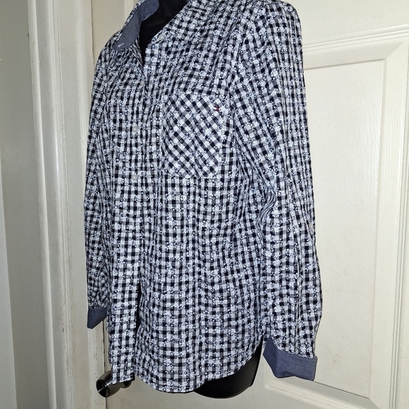 Tommy Hilfiger checked floral button up blouse - Picture 3 of 5
